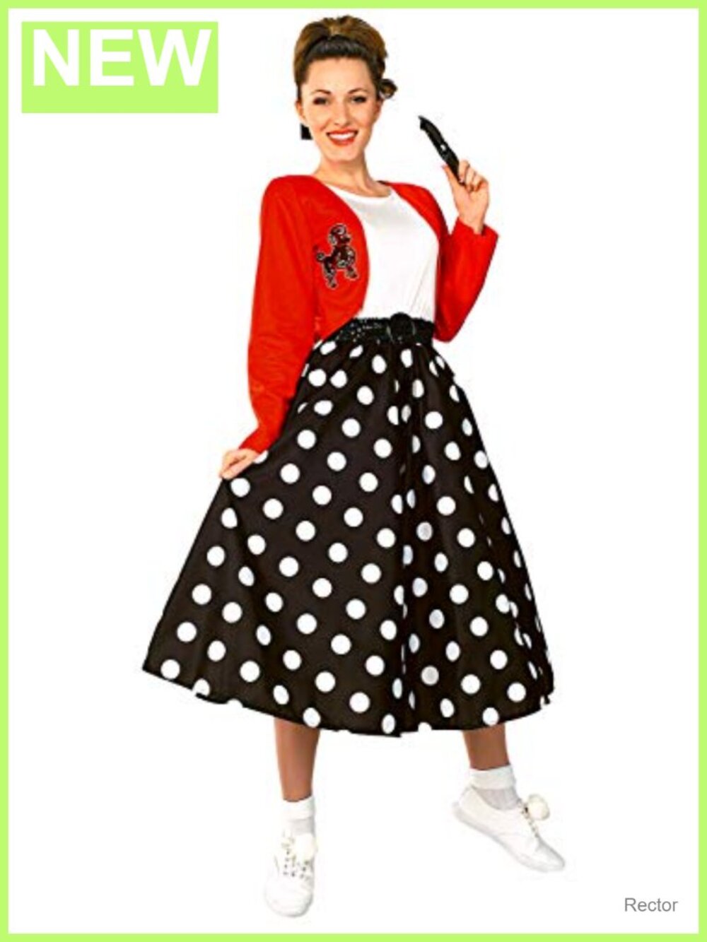 Polka Dot Rocker Dress with Attached Jacket & Sequin Belt